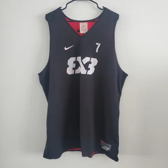 Nike FIBA 3x3 Reversible Basketball Jersey #7 Black/Red AR0651-654 Mens 3XL Tall - Picture 1 of 7